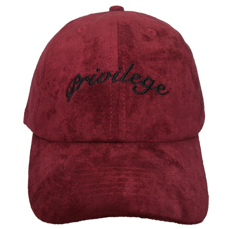 Suede Dad Hat Script Burgundy  / Black