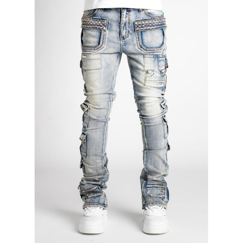 Men's Powder Blue Tactical Stacked Denim