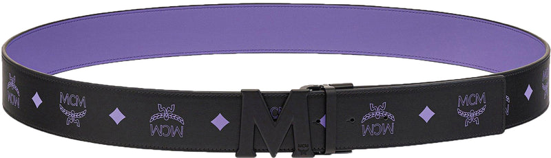 MCM Claus Matte M Reversible Belt 1.75” in Embossed Leather, Black