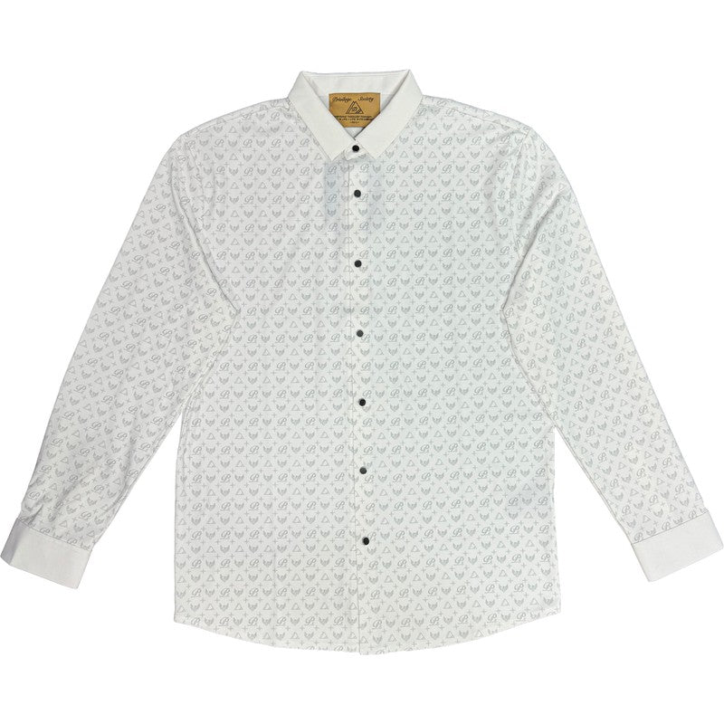 Monogram Button Up, White