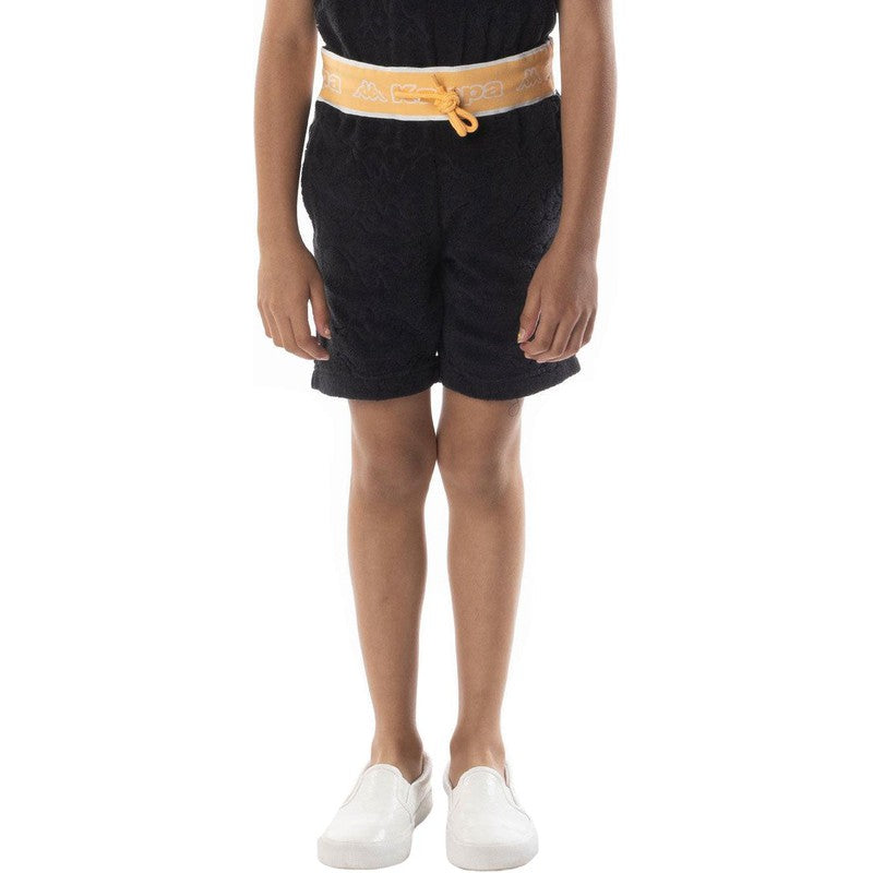 Kid's Logo Tape Eko Shorts, Black/Orange/White - Krush Clothing