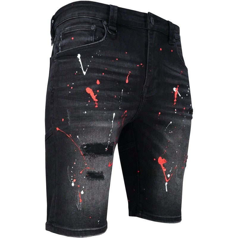 Men's Optic Black Denim Shorts - Krush Clothing