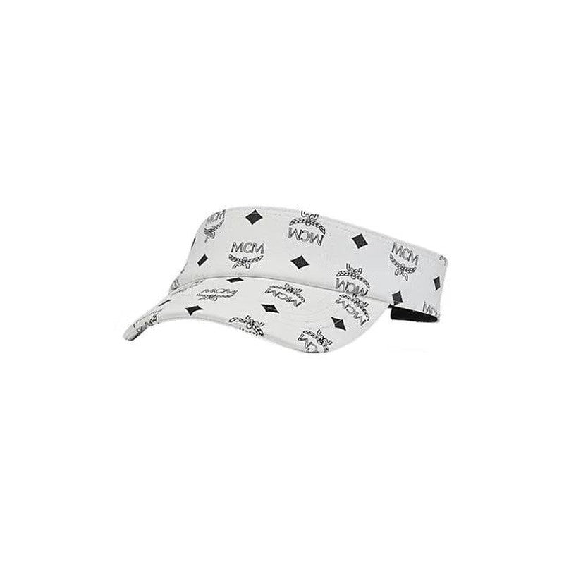 MCM Visetos Leather Visor, White