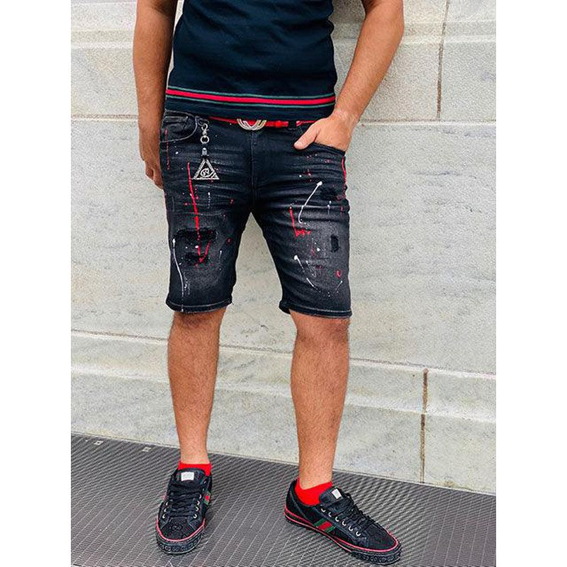 Men's Optic Black Denim Shorts - Krush Clothing