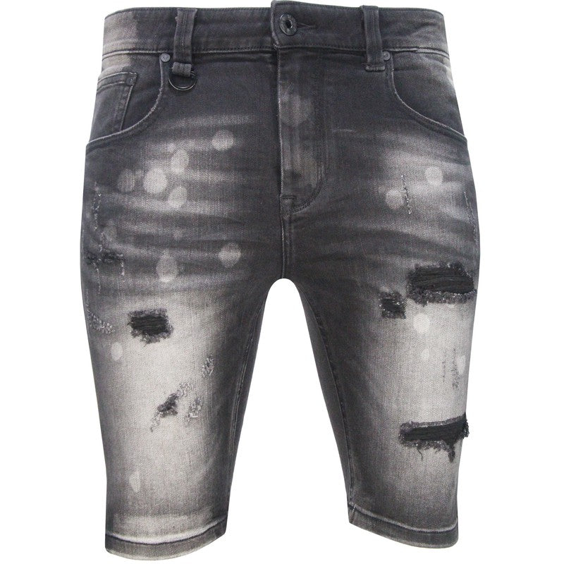 Men's Black Powder Denim Shorts - Krush Clothing