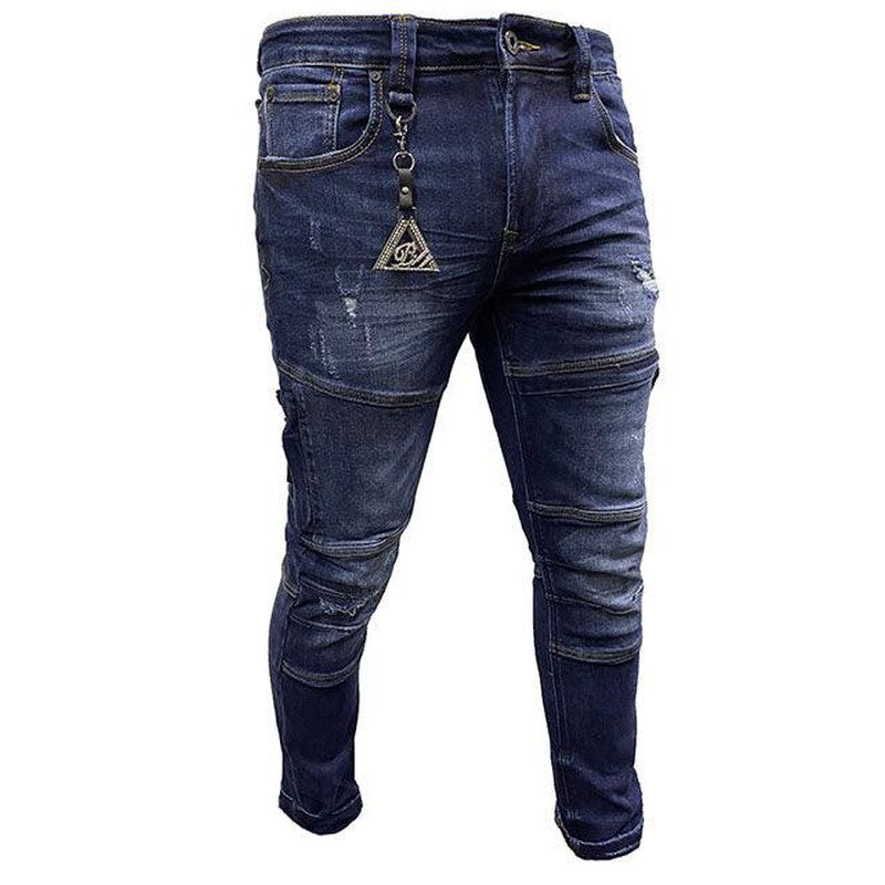 Men's Blue Flame 3D Skinny Jeans - Krush Clothing