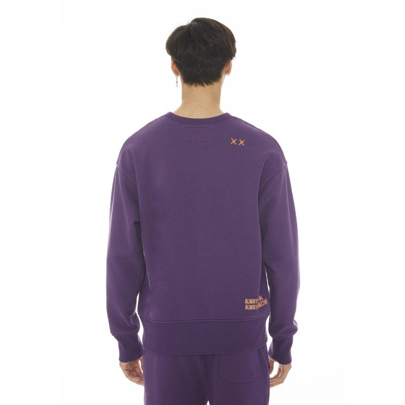 Men's Fleece Crew Neck Sweater, Acai - Krush Clothing