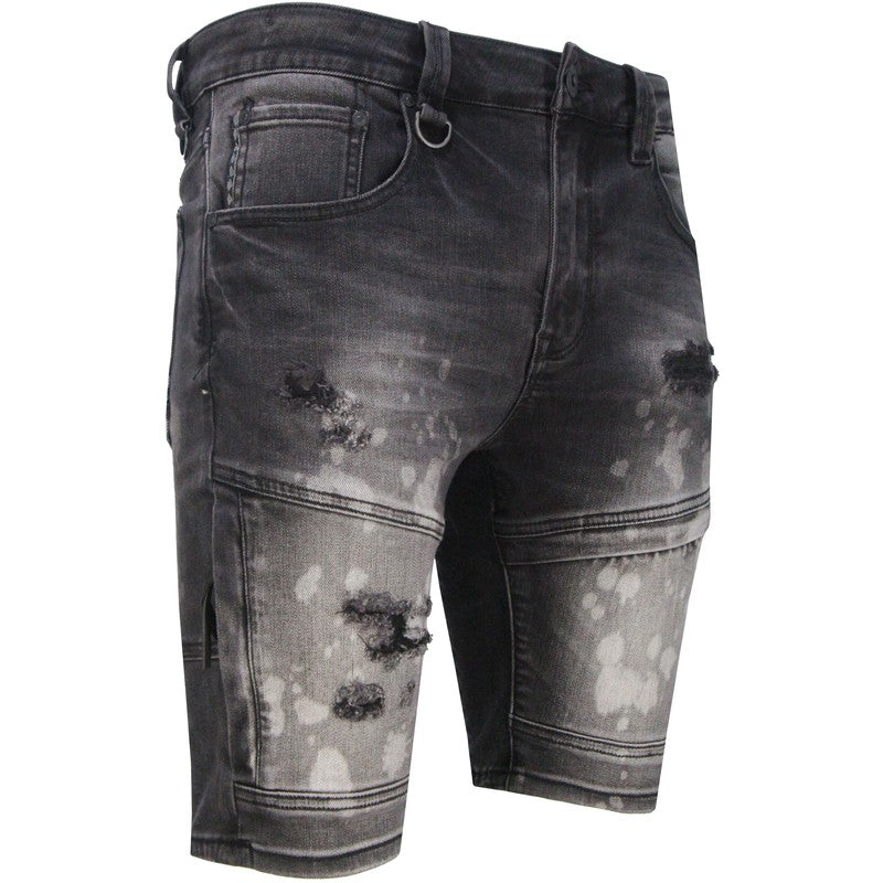 Men's Black Diamond Denim Shorts - Krush Clothing