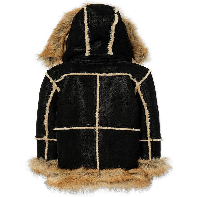 Kids Aspen Shearling Jacket , Black Copper - Krush Clothing