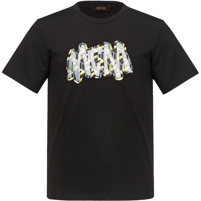 Men's MCM Sommer Cubic Logo Print T-Shirt in Organic Cotton - Krush Clothing