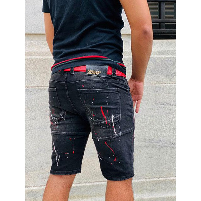 Men's Optic Black Denim Shorts - Krush Clothing