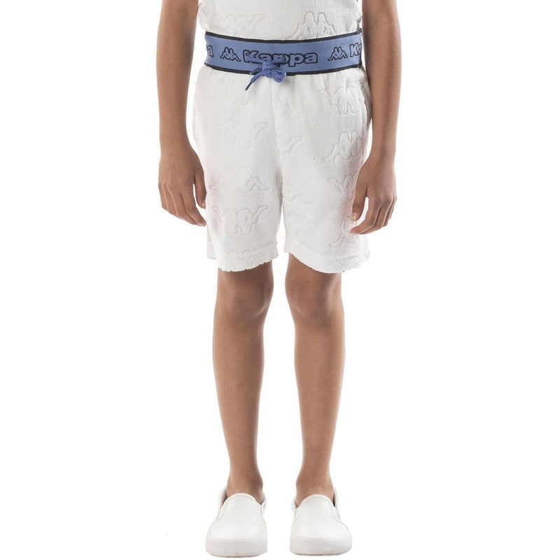 Kid's Logo Tape Eko Shorts, White/Blue/Black - Krush Clothing