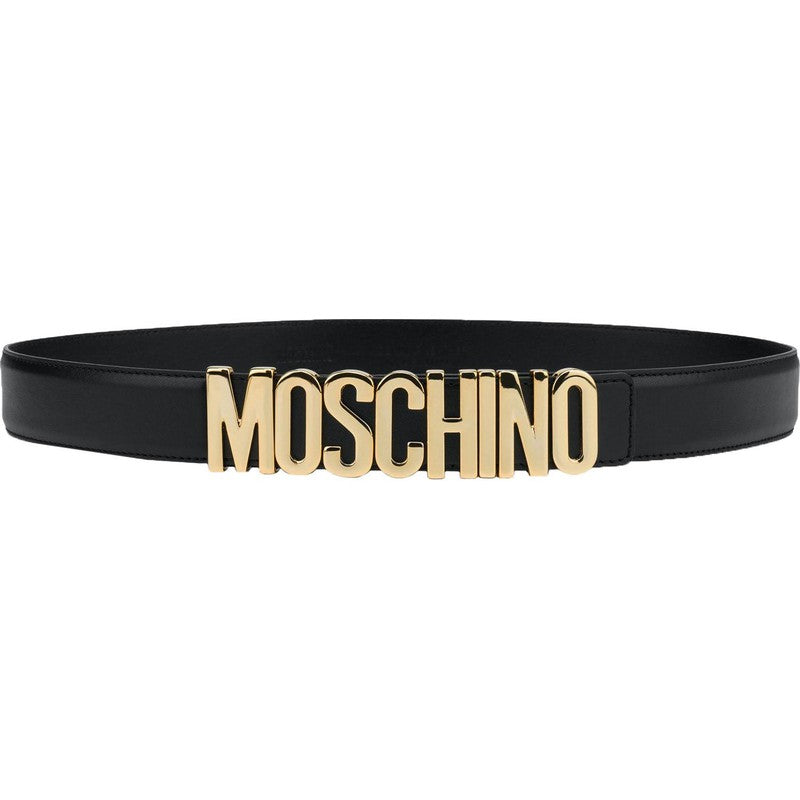 Men's Moschino Leather Logo-buckle Belt - Krush Clothing