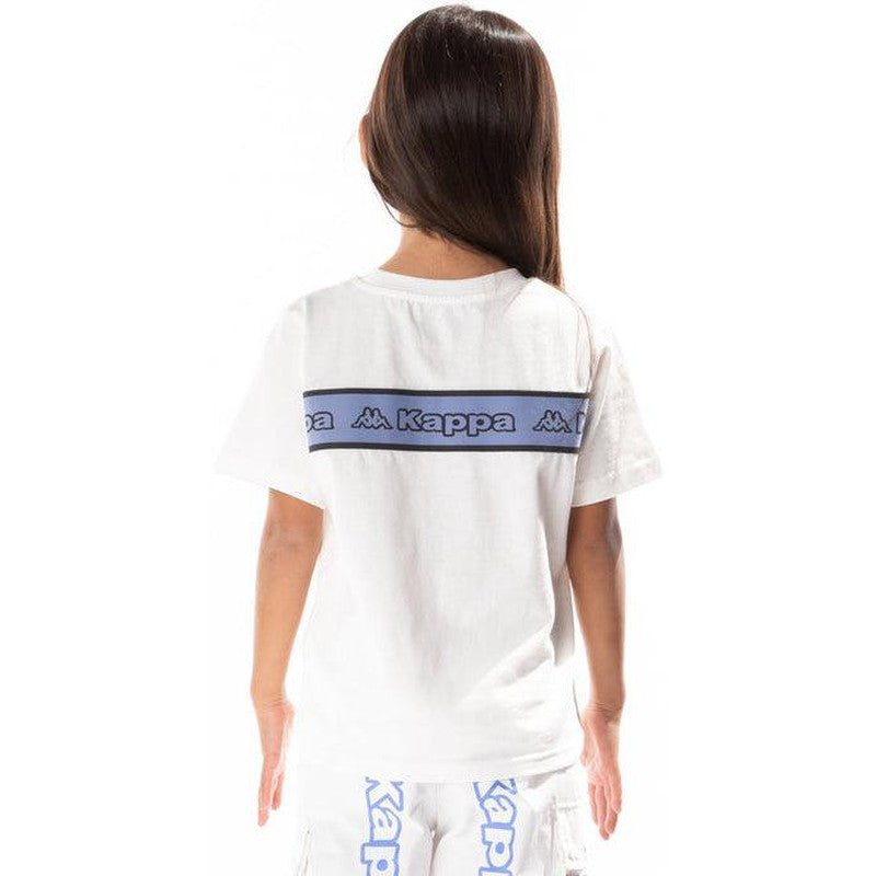 Kid's Logo Tape Erco T-shirt, White/Blue/Black - Krush Clothing