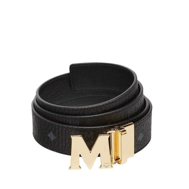 MCM Claus M Reversible Belt 1.75" in Visetos, Black Visetos - Krush Clothing