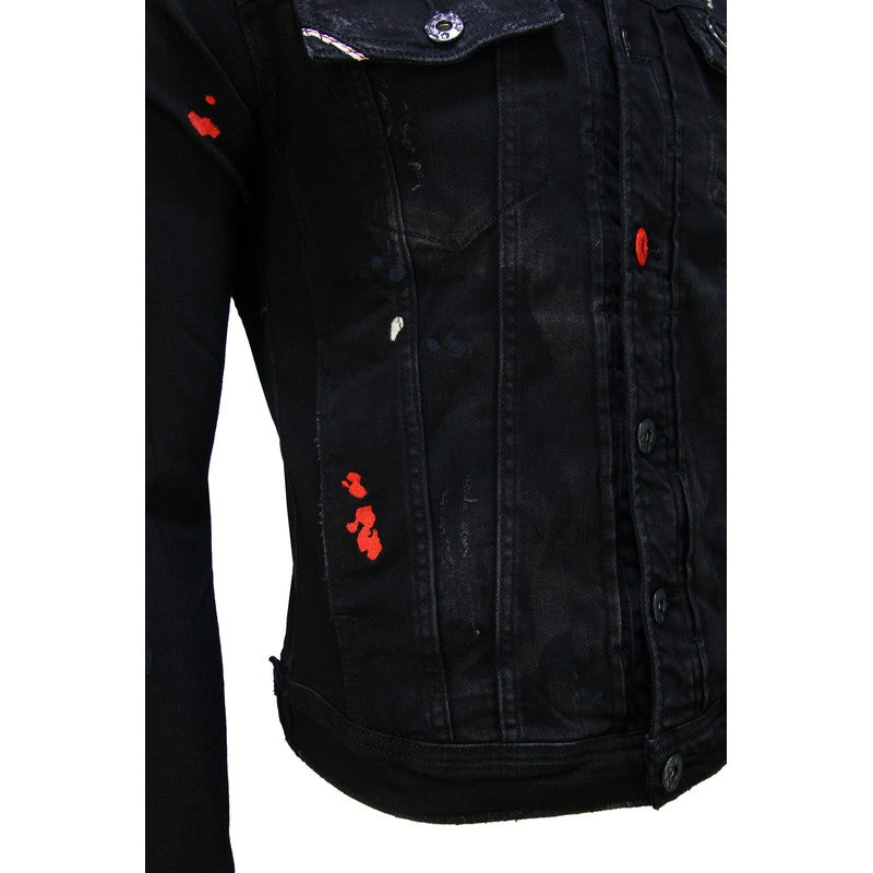 Men's Black Drip Premium Denim Jacket - Krush Clothing