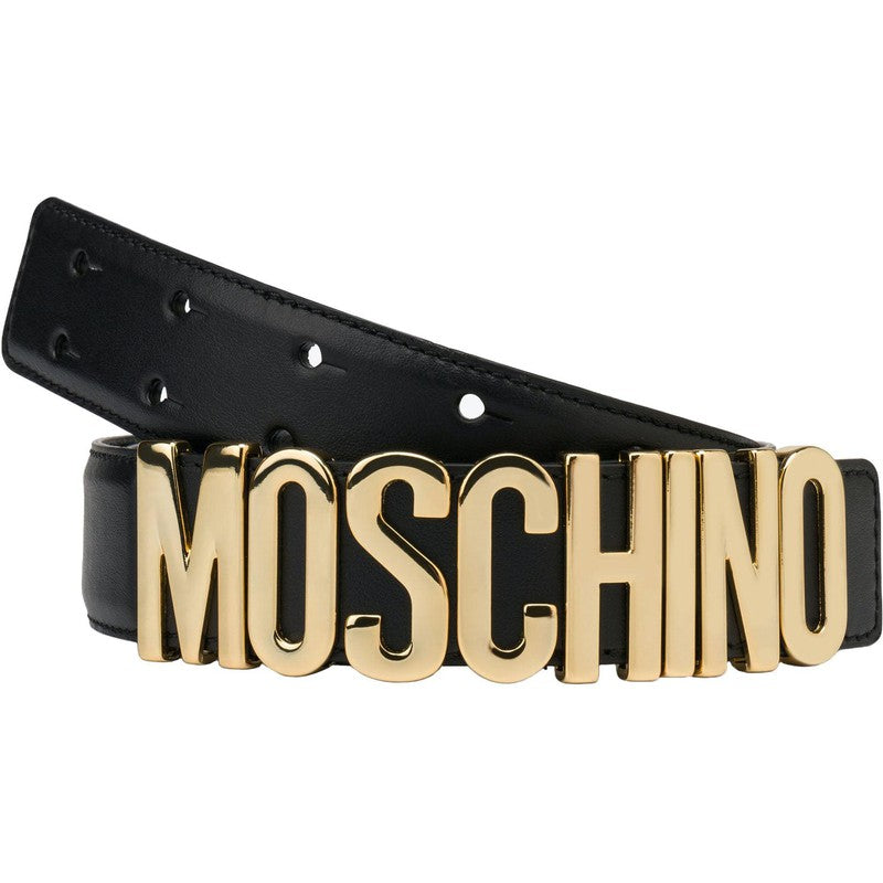 Men's Moschino Leather Logo-buckle Belt - Krush Clothing