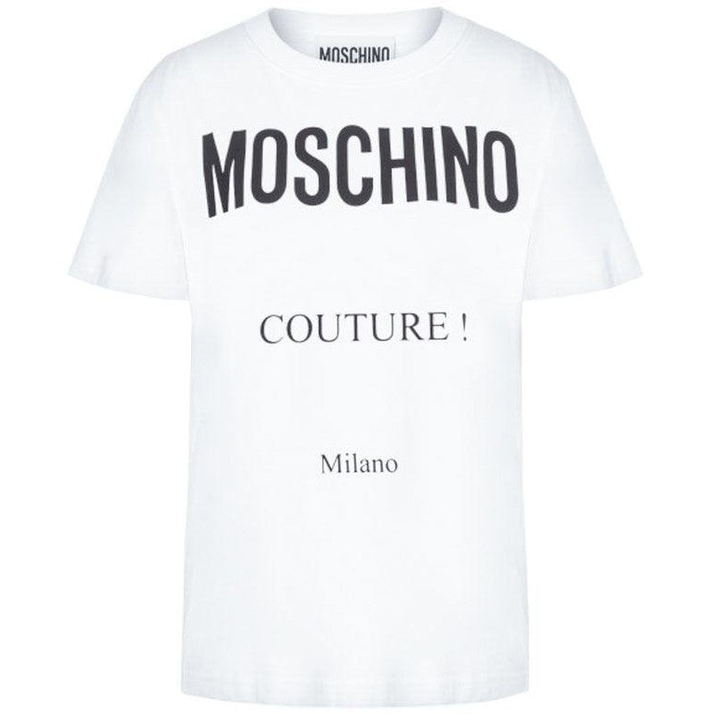 Women's Cotton T-shirt With Moschino Couture Print White XL/46 - Krush Clothing