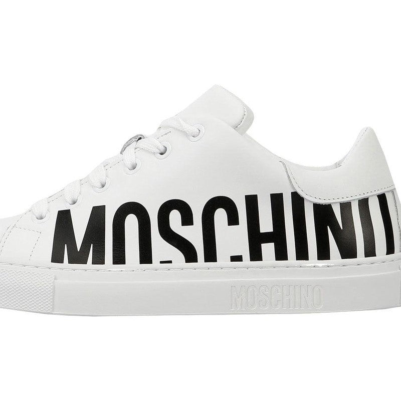 Women's Moschino Couture Leather Sneakers With Logo White 7/37 - Krush Clothing