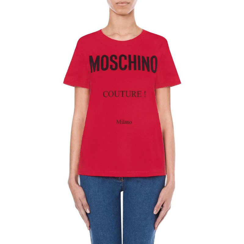 Women's Cotton T-shirt With Moschino Couture Print - Krush Clothing