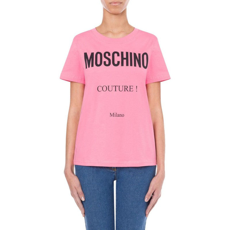 Women's Cotton T-shirt With Moschino Couture Print - Krush Clothing