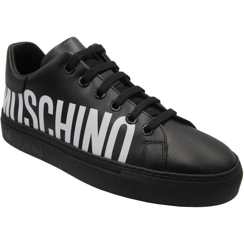 Women's Moschino Couture Leather Sneakers With Logo - Krush Clothing