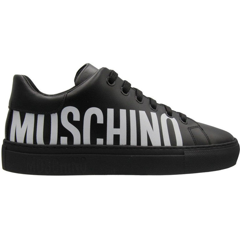 Women's Moschino Couture Leather Sneakers With Logo - Krush Clothing