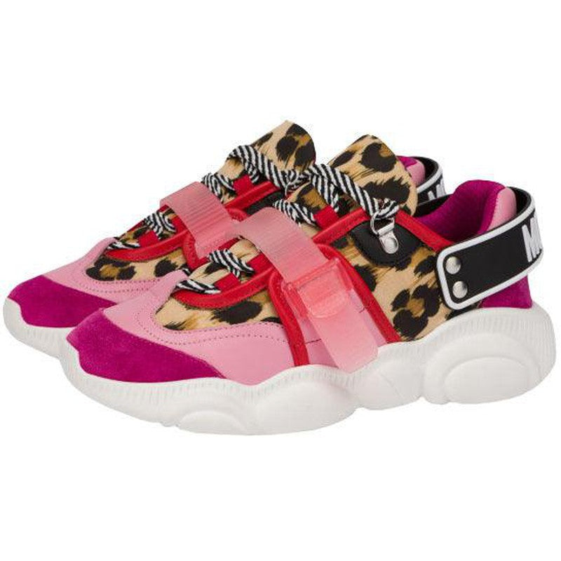 Women's Moschino Couture Leopard Roller Skates Teddy Shoes Pink 10/40 - Krush Clothing