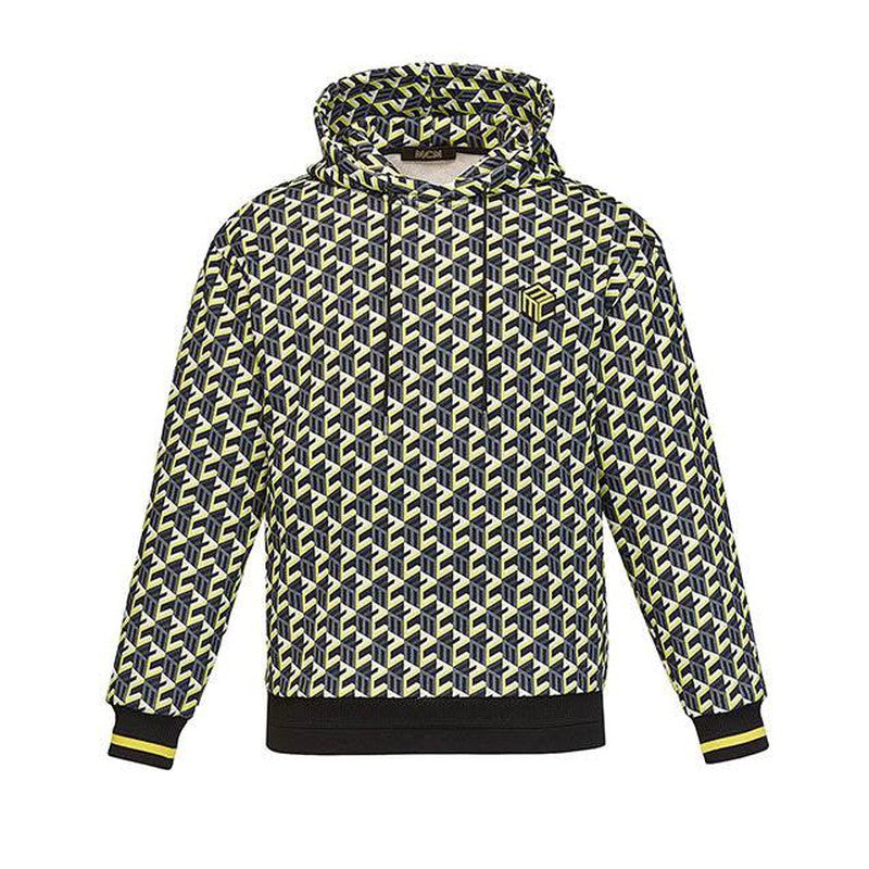 Men's Organic Cotton Cubic Monogram Print Hoodie