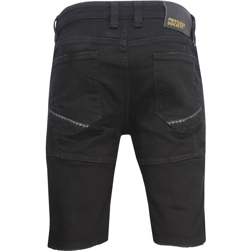 Men's Platinum Black Denim Shorts - Krush Clothing