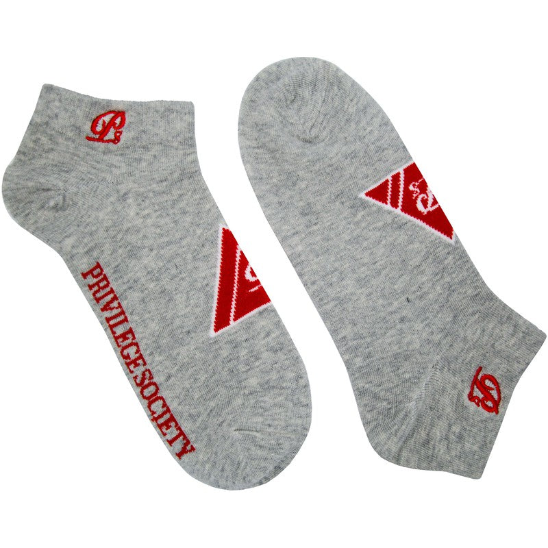 PS Triangle Socks 2 Pack, Grey / Red - Krush Clothing