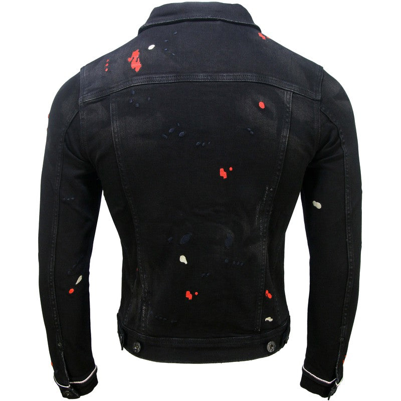 Men's Black Drip Premium Denim Jacket - Krush Clothing