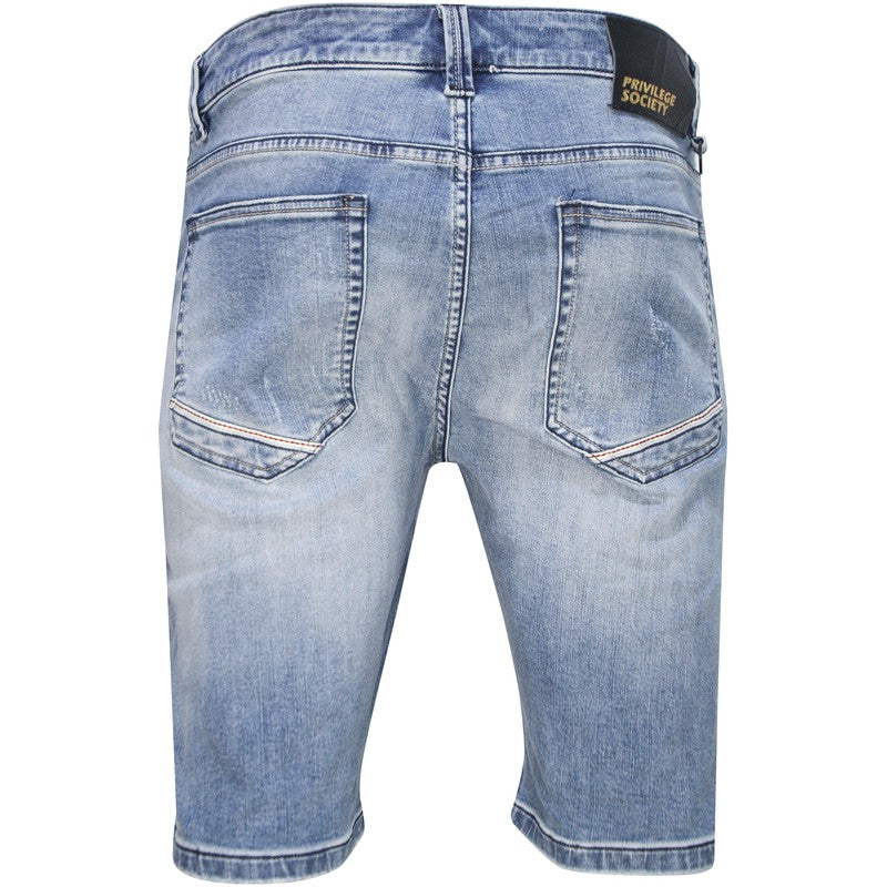 Men's Silver 1800 Denim Shorts - Krush Clothing