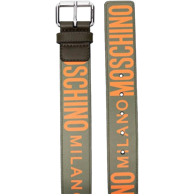 Moschino Logo-Print Leather Belt - Krush Clothing