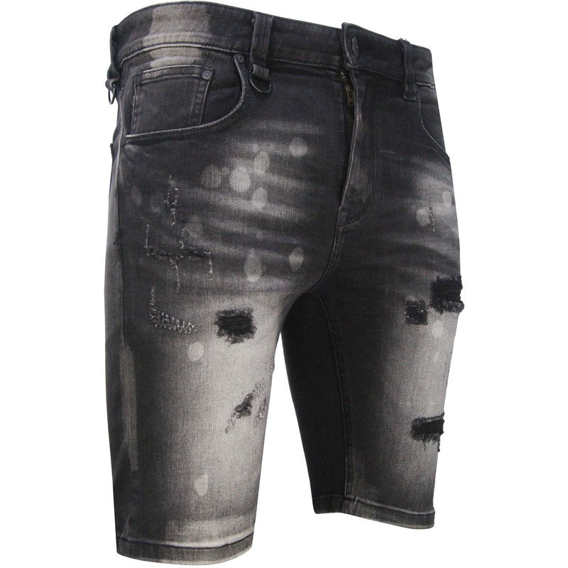 Men's Black Powder Denim Shorts - Krush Clothing