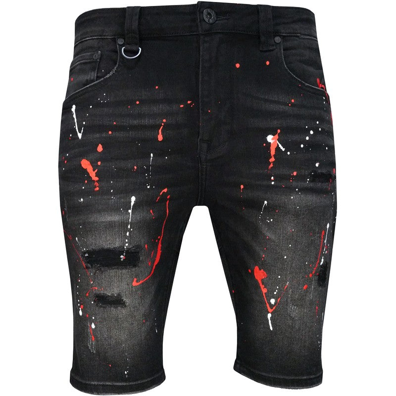 Men's Optic Black Denim Shorts - Krush Clothing