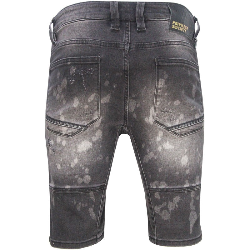 Men's Black Diamond Denim Shorts - Krush Clothing