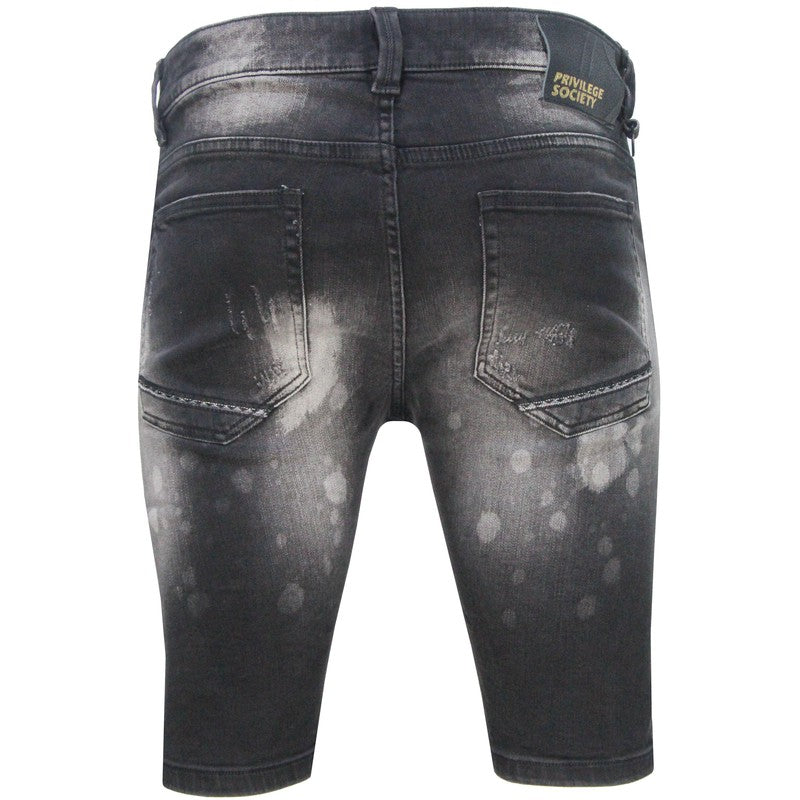 Men's Black Powder Denim Shorts - Krush Clothing