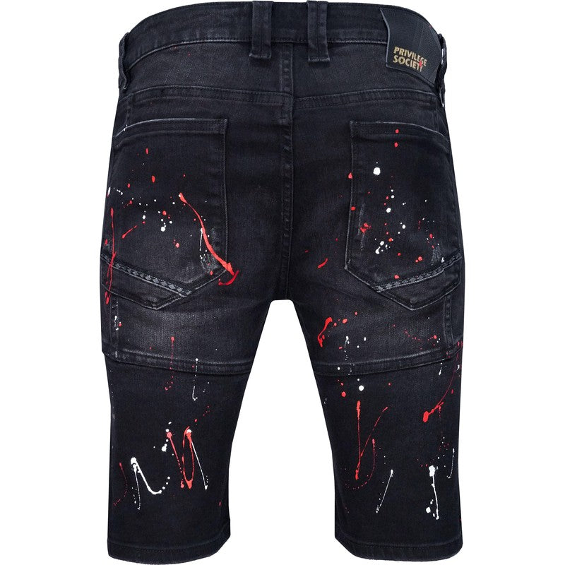 Men's Optic Black Denim Shorts - Krush Clothing