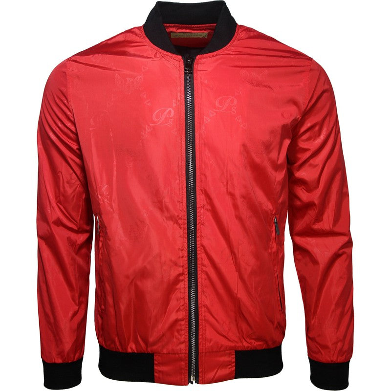 Monogram Wind Breaker Jacket --PS2125-MONO, Red - Krush Clothing