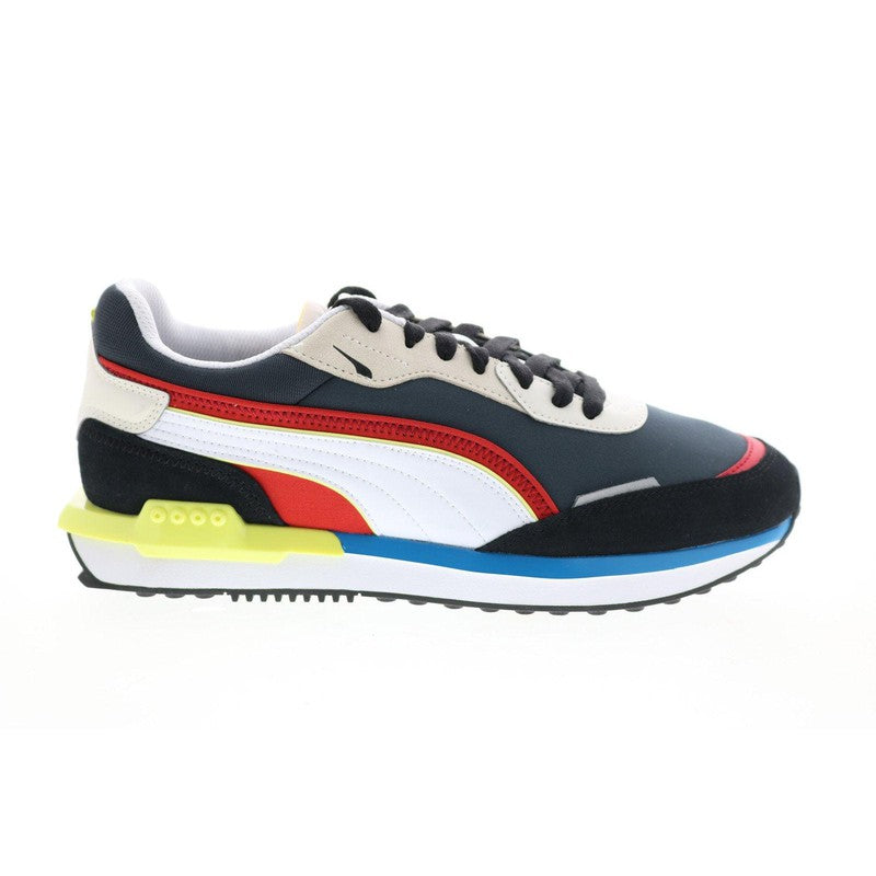 Men's City Rider Sneakers Black Navy Red Yellow - Krush Clothing