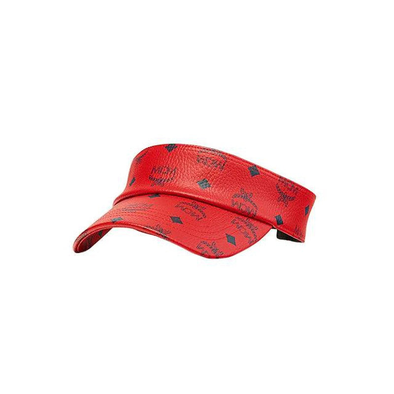 MCM Visetos Leather Visor, Red