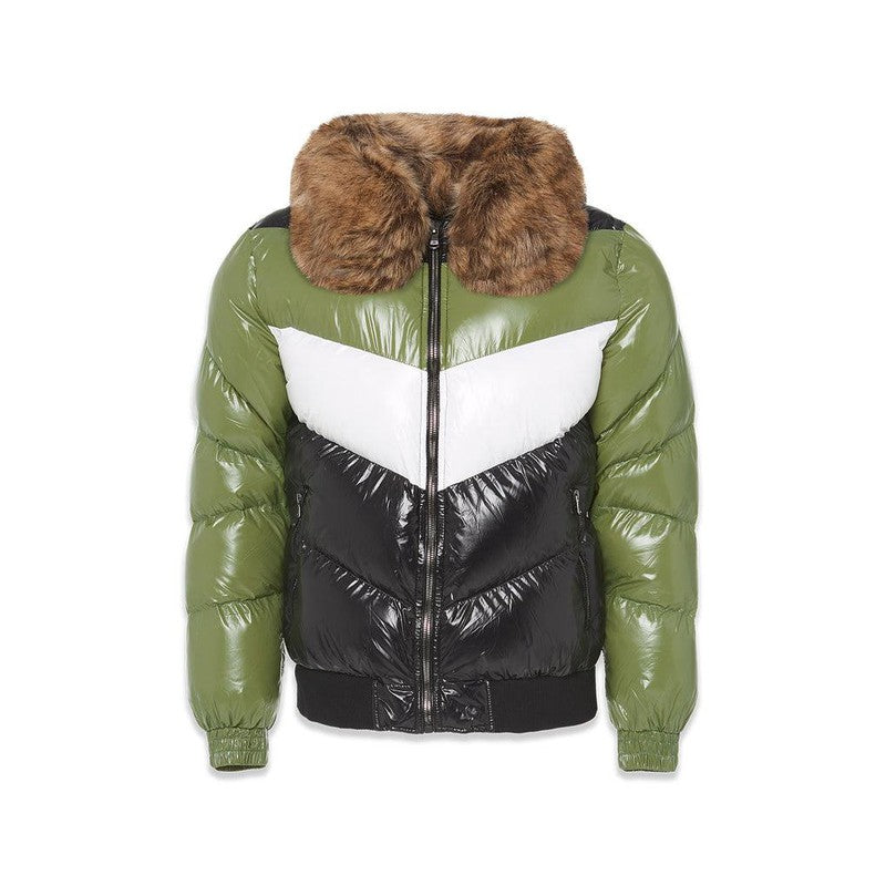 Kid's Blocked Puffer Jacket, Desert Moss - Krush Clothing