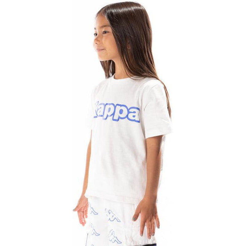 Kid's Logo Tape Erco T-shirt, White/Blue/Black - Krush Clothing