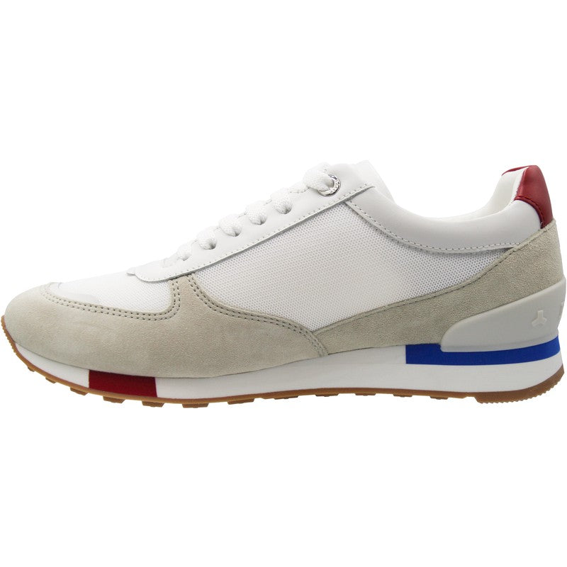 Men's GISMO Plain Calf Leather Sneaker, White/Lipstick - Krush Clothing