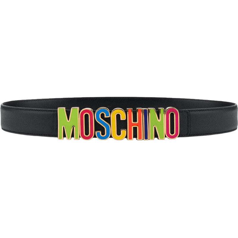 Moschino Men's Multi Color Buckle Belt, Black - Krush Clothing