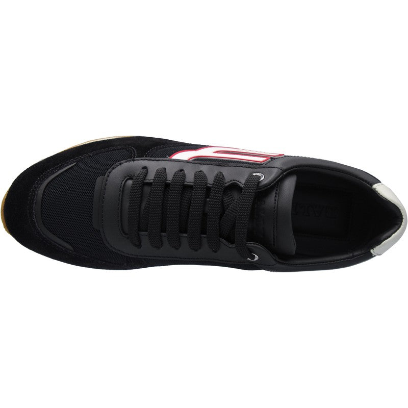 Men's GISMO Plain Calf Leather Sneaker, Black/White - Krush Clothing