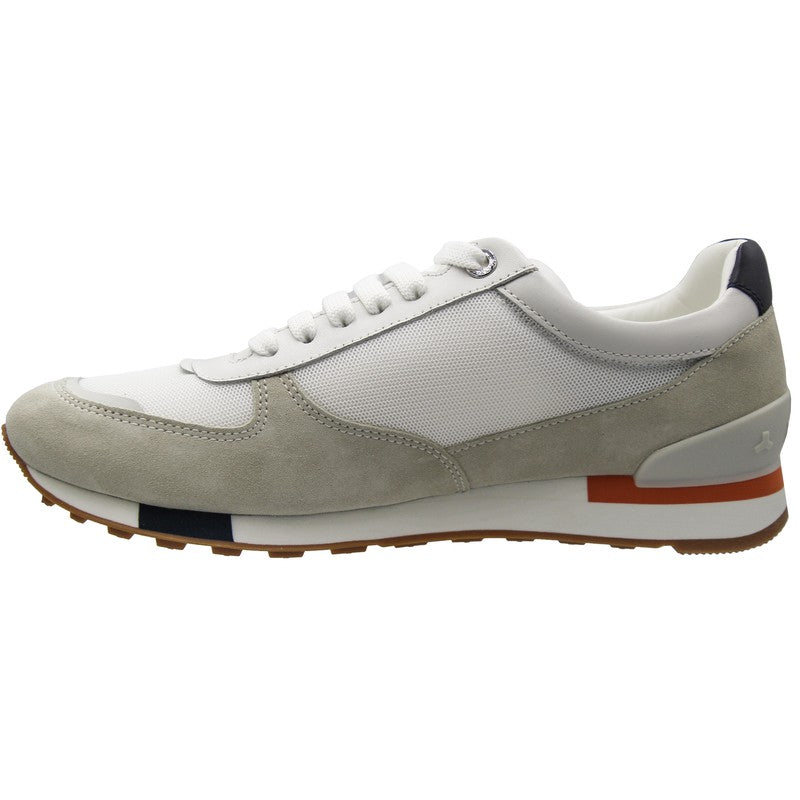 Men's GISMO Plain Calf Leather Sneaker, White/Ink - Krush Clothing